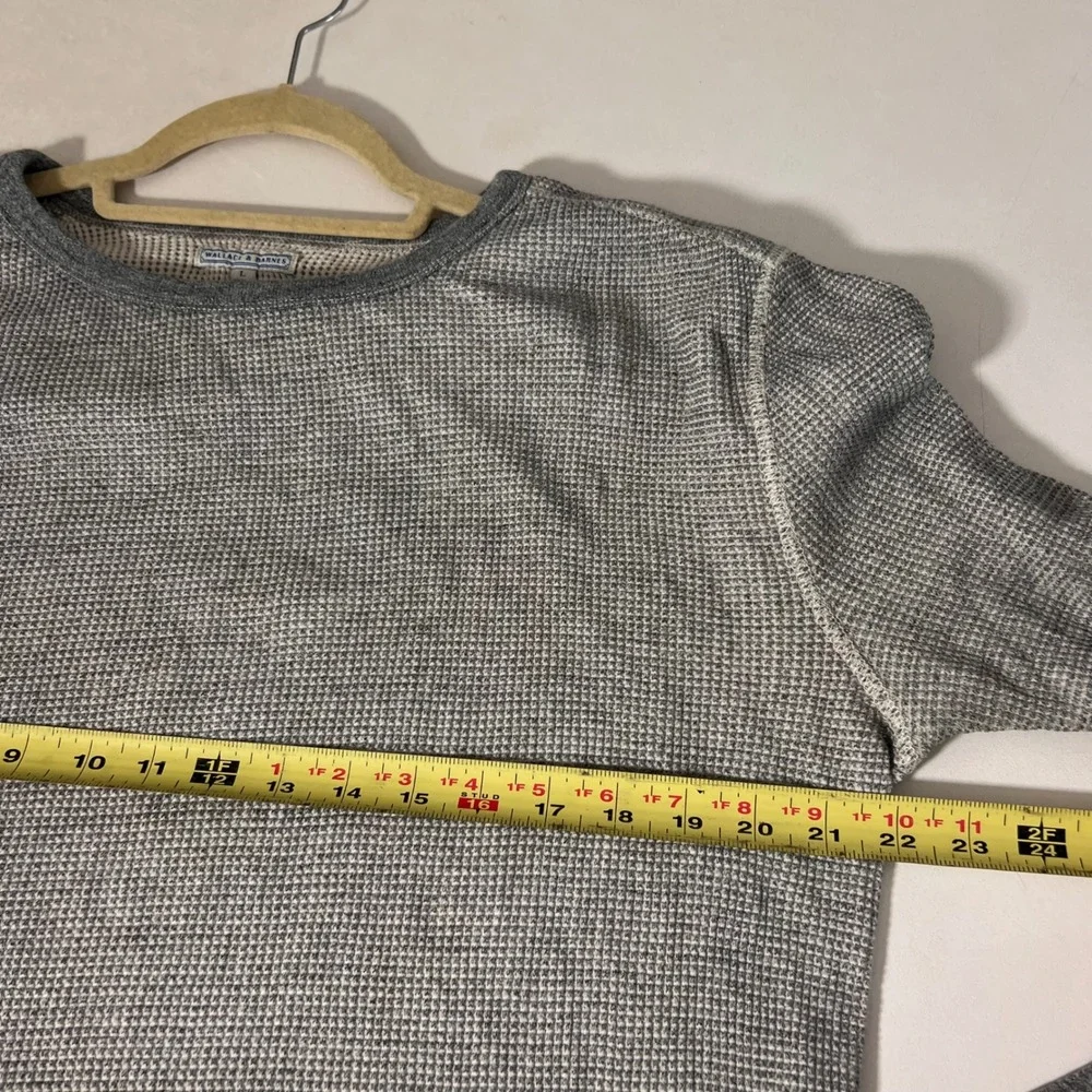 Wallace & Barnes Shirt Mens L Gray Waffle Knit Thermal Marled Long Sleeve Casual